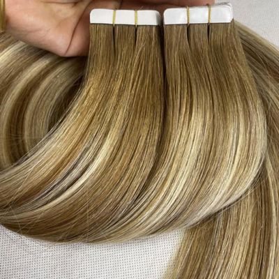 Natural Remy brown Tape In 99J Hair Extensions Invisible Injected