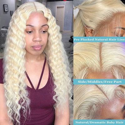 Blonde 613 Deep Wave Wig Human Hair Wig Brazilian Virgin Cuticle Aligned