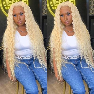 Blonde 613 Deep Wave Wig Human Hair Wig Brazilian Virgin Cuticle Aligned