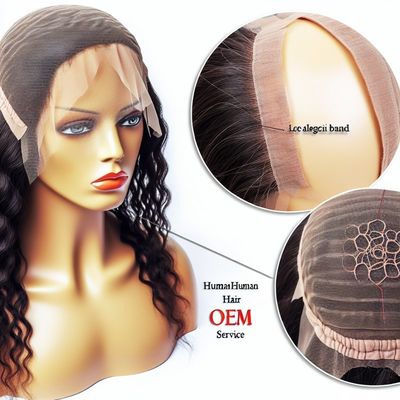 Handmade Human Hair Lace Wig with Elastic Band and OEM Service