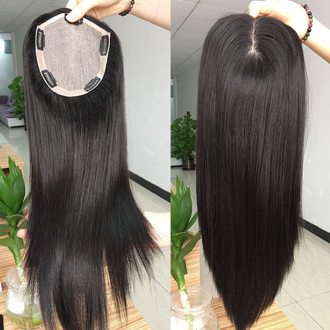 Natural Black Permanent Women's Toupee Wigs Topper Human Hair Prosthesis Replacement